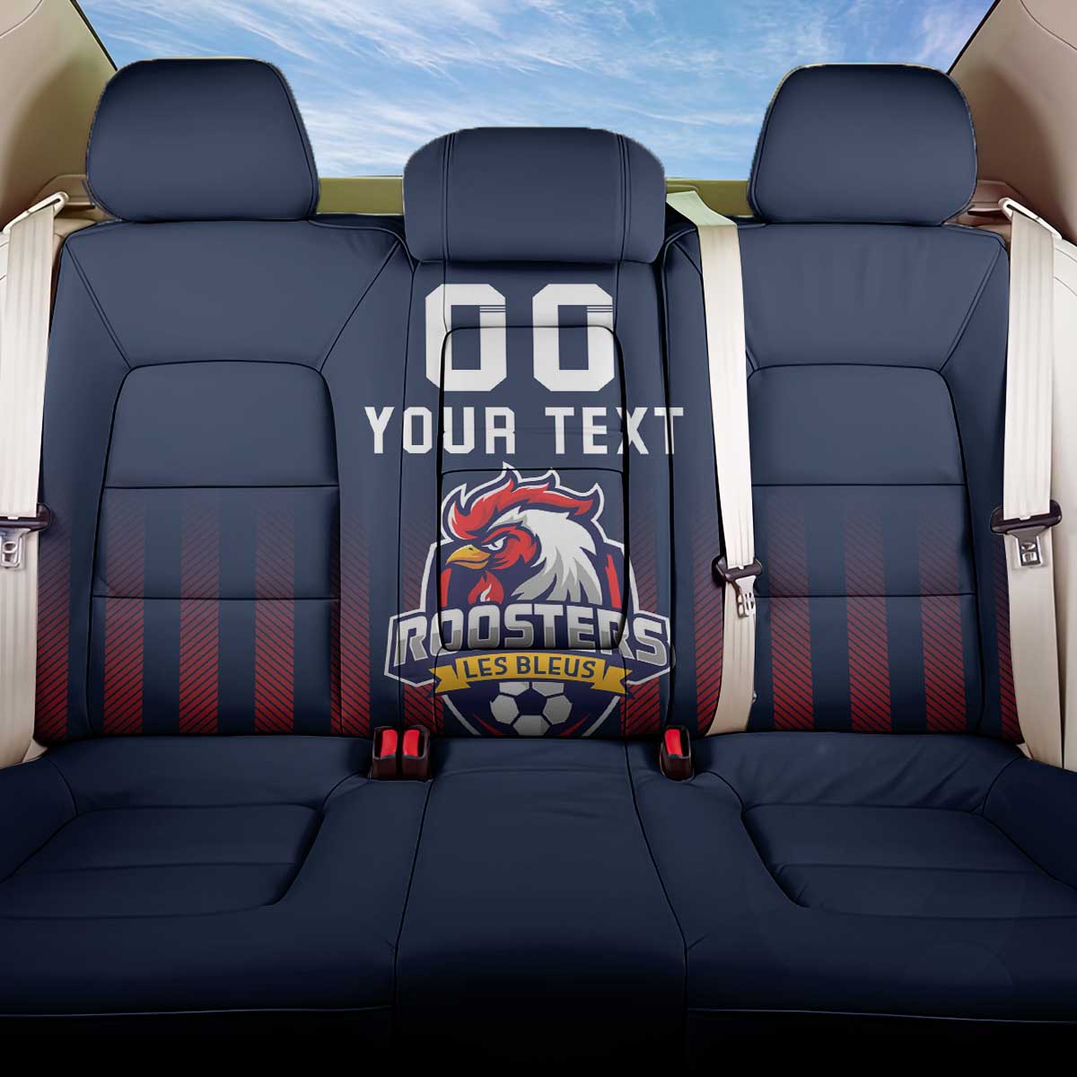 Custom France Football Back Car Seat Cover Les Bleus Gallic Rooster