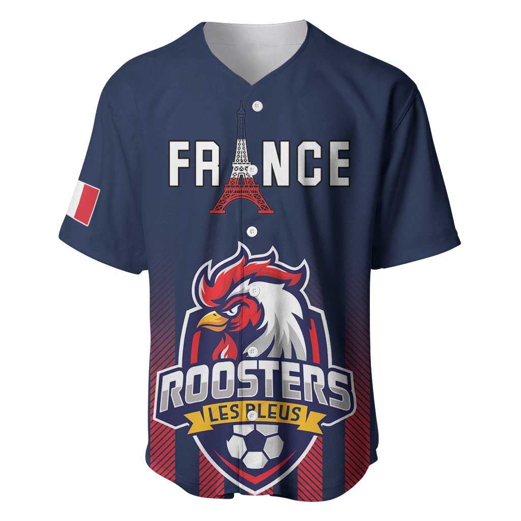 Custom France Football Baseball Jersey Les Bleus Gallic Rooster