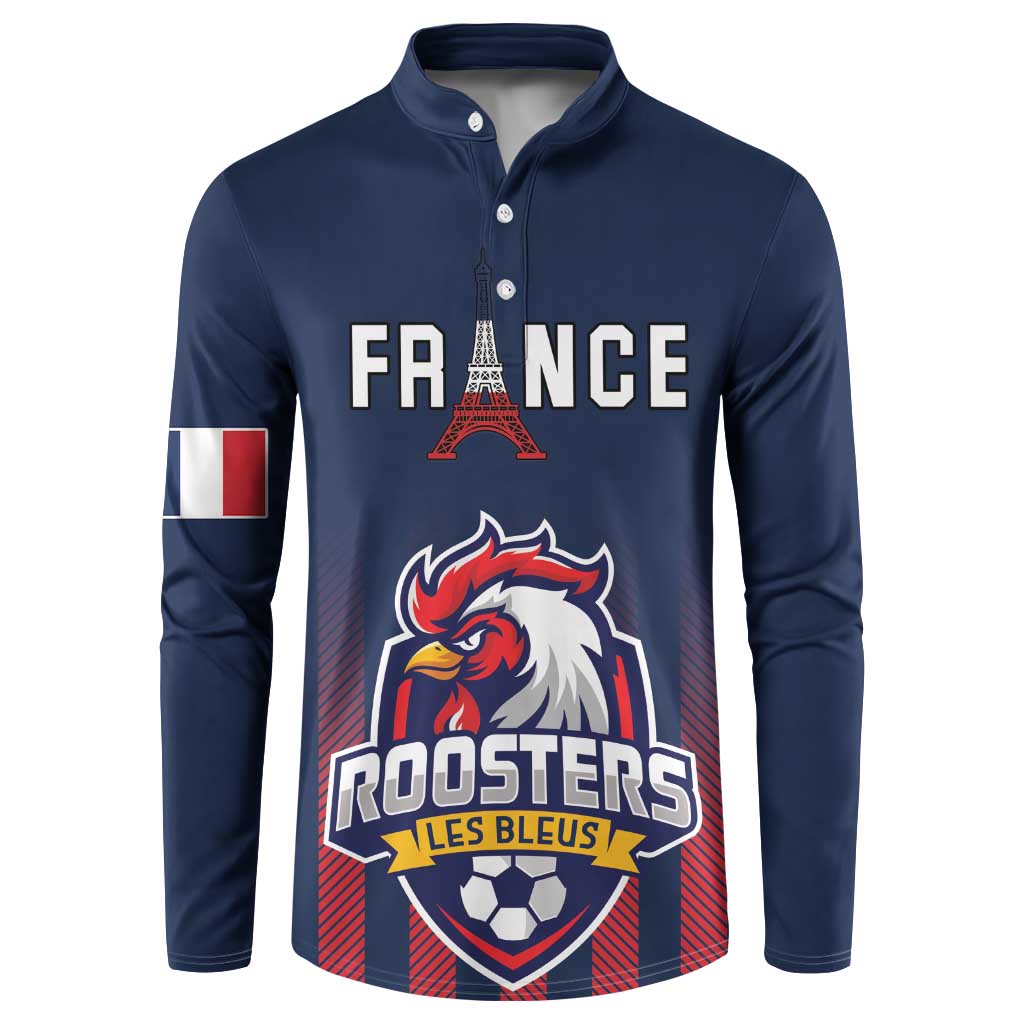 Custom France Football Button Sweatshirt Les Bleus Gallic Rooster