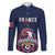 Custom France Football Family Matching Off The Shoulder Long Sleeve Dress and Hawaiian Shirt Les Bleus Gallic Rooster