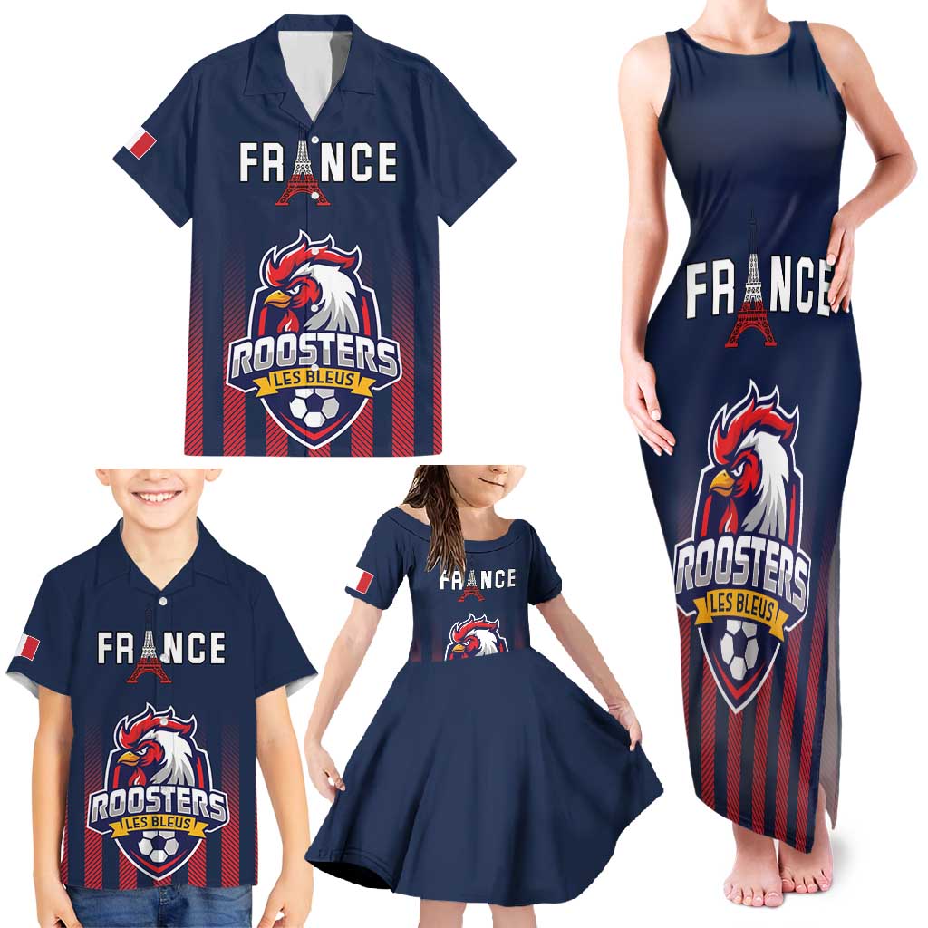 Custom France Football Family Matching Tank Maxi Dress and Hawaiian Shirt Les Bleus Gallic Rooster