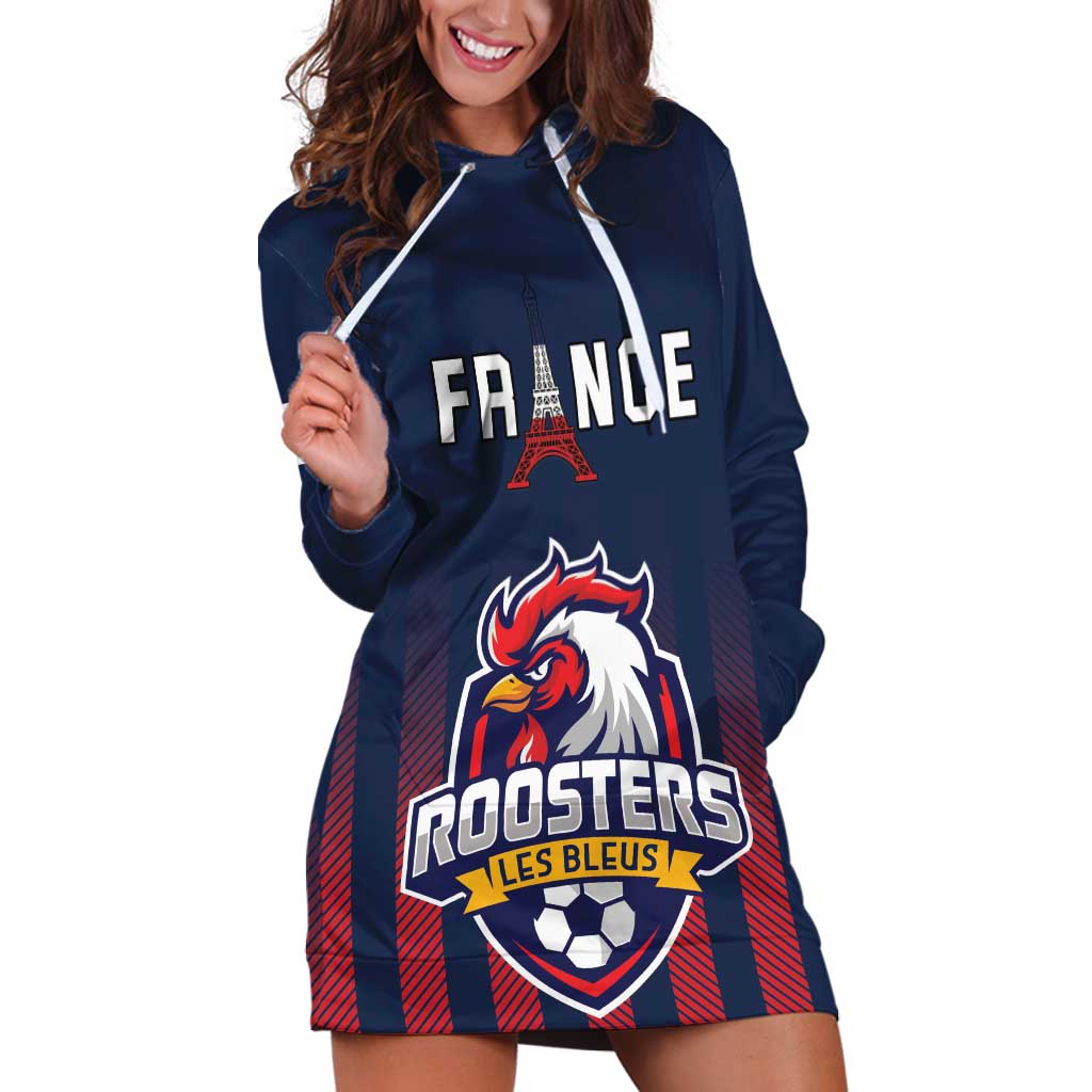 Custom France Football Hoodie Dress Les Bleus Gallic Rooster