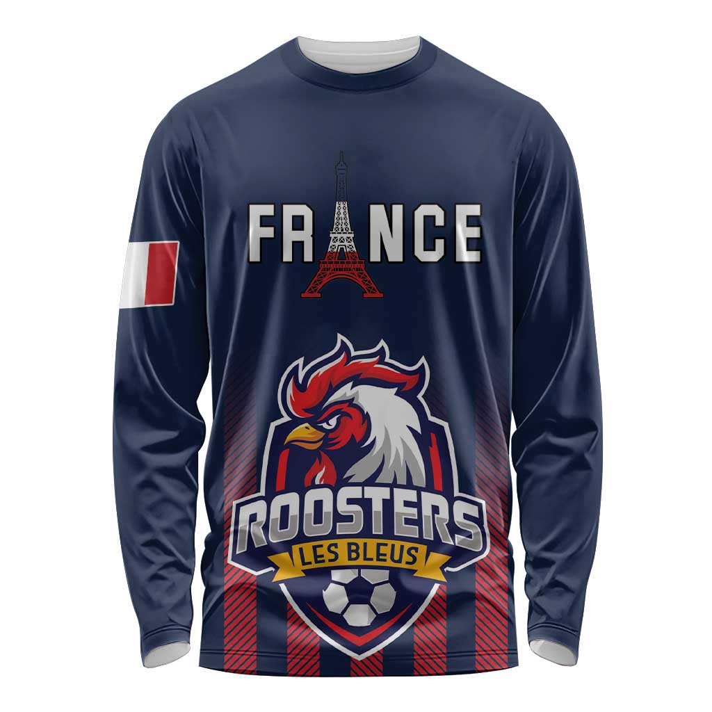 Custom France Football Long Sleeve Shirt Les Bleus Gallic Rooster