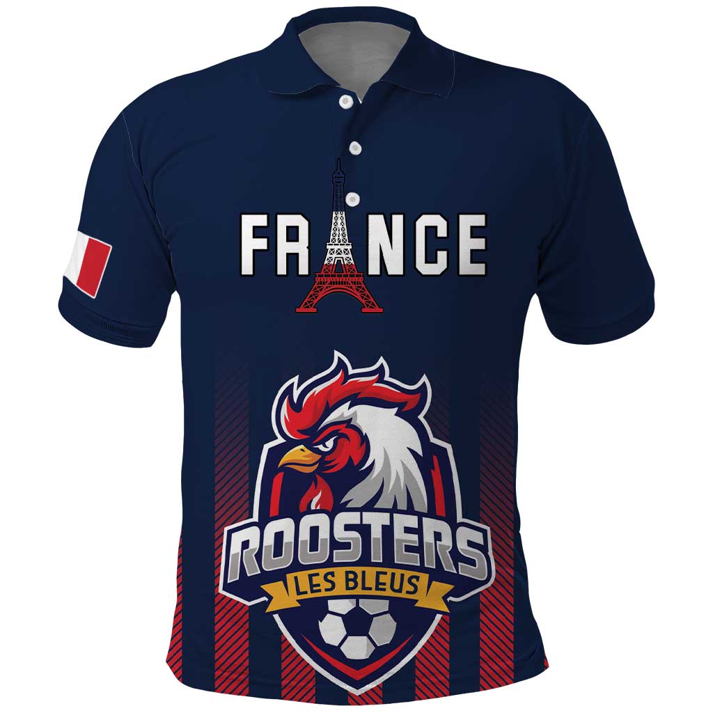 Custom France Football Polo Shirt Les Bleus Gallic Rooster