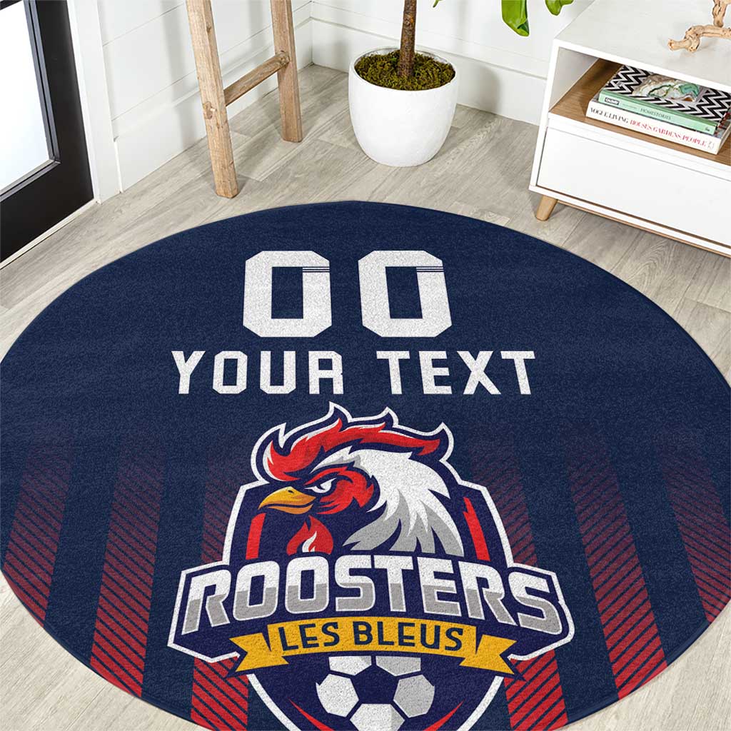 Custom France Football Round Carpet Les Bleus Gallic Rooster