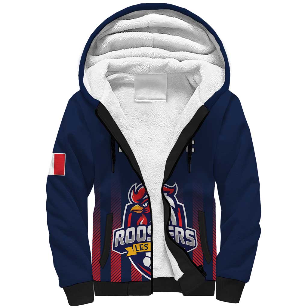 Custom France Football Sherpa Hoodie Les Bleus Gallic Rooster