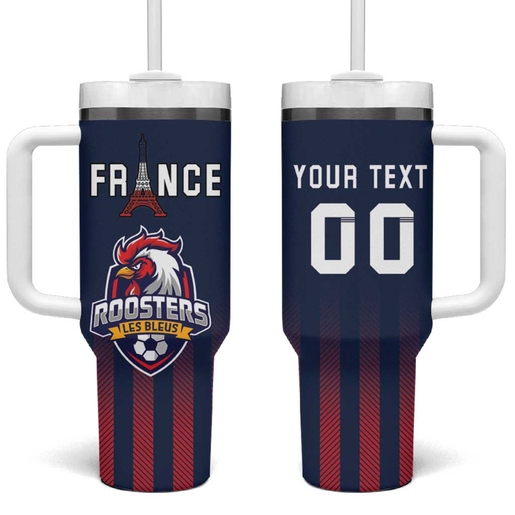 Custom France Football Tumbler With Handle Les Bleus Gallic Rooster