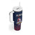 Custom France Football Tumbler With Handle Les Bleus Gallic Rooster