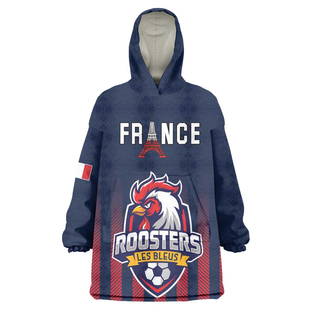 Custom France Football Wearable Blanket Hoodie Les Bleus Gallic Rooster