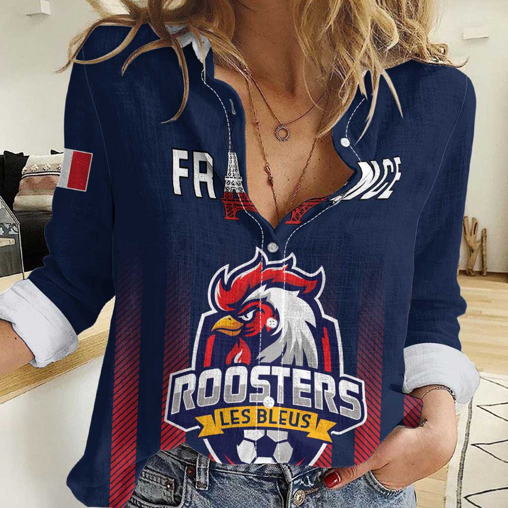 Custom France Football Women Casual Shirt Les Bleus Gallic Rooster