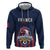 Custom France Football Zip Hoodie Les Bleus Gallic Rooster