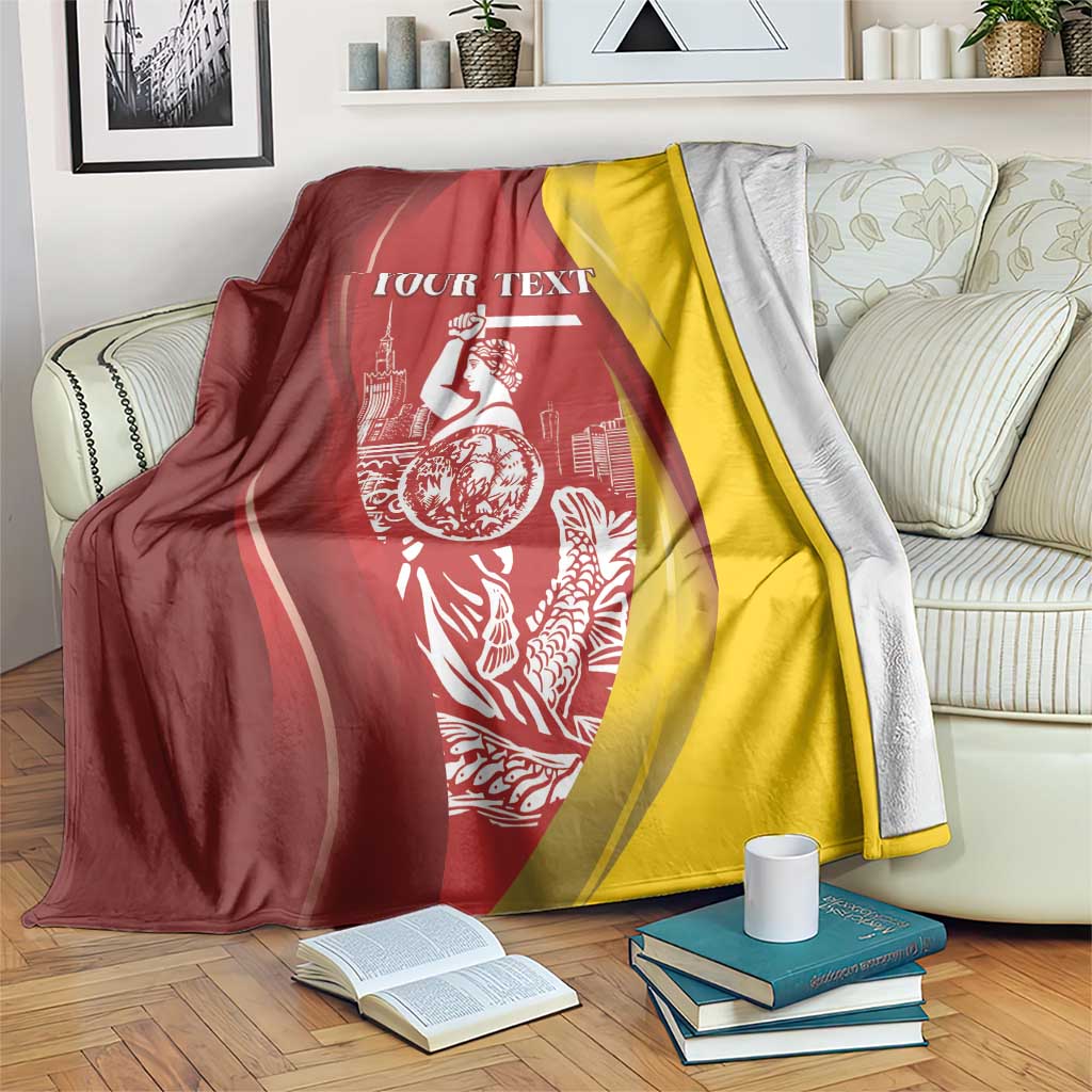 Warsaw Capital of Poland Personalized Blanket Syrenka Warszawska Sporty Style