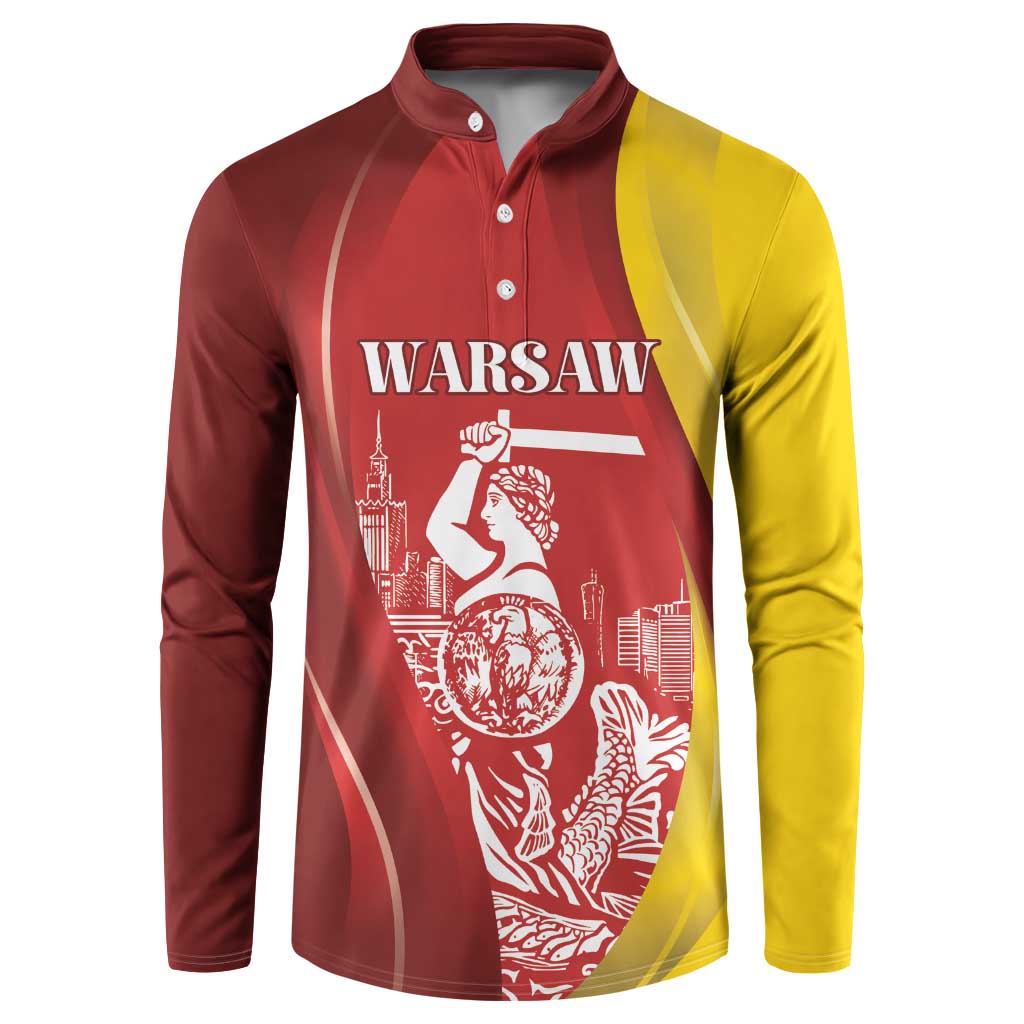 Warsaw Capital of Poland Personalized Button Sweatshirt Syrenka Warszawska Sporty Style