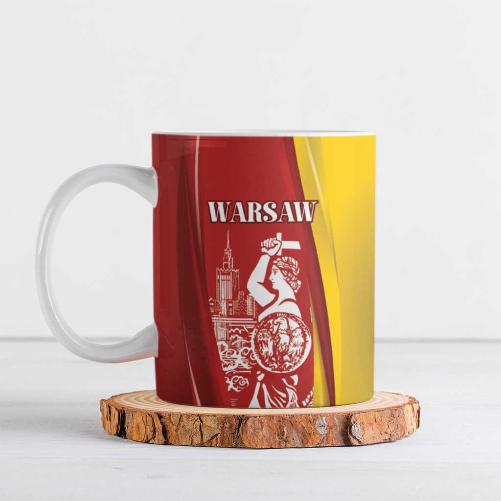 Warsaw Capital of Poland Personalized Ceramic Mug Syrenka Warszawska Sporty Style