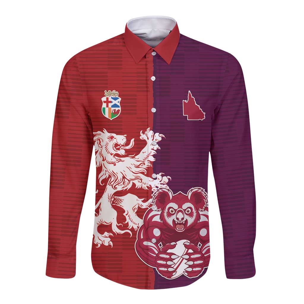 Custom British Lions Brumbies Long Sleeve Button Shirt Unique Style - Wonder Print Shop
