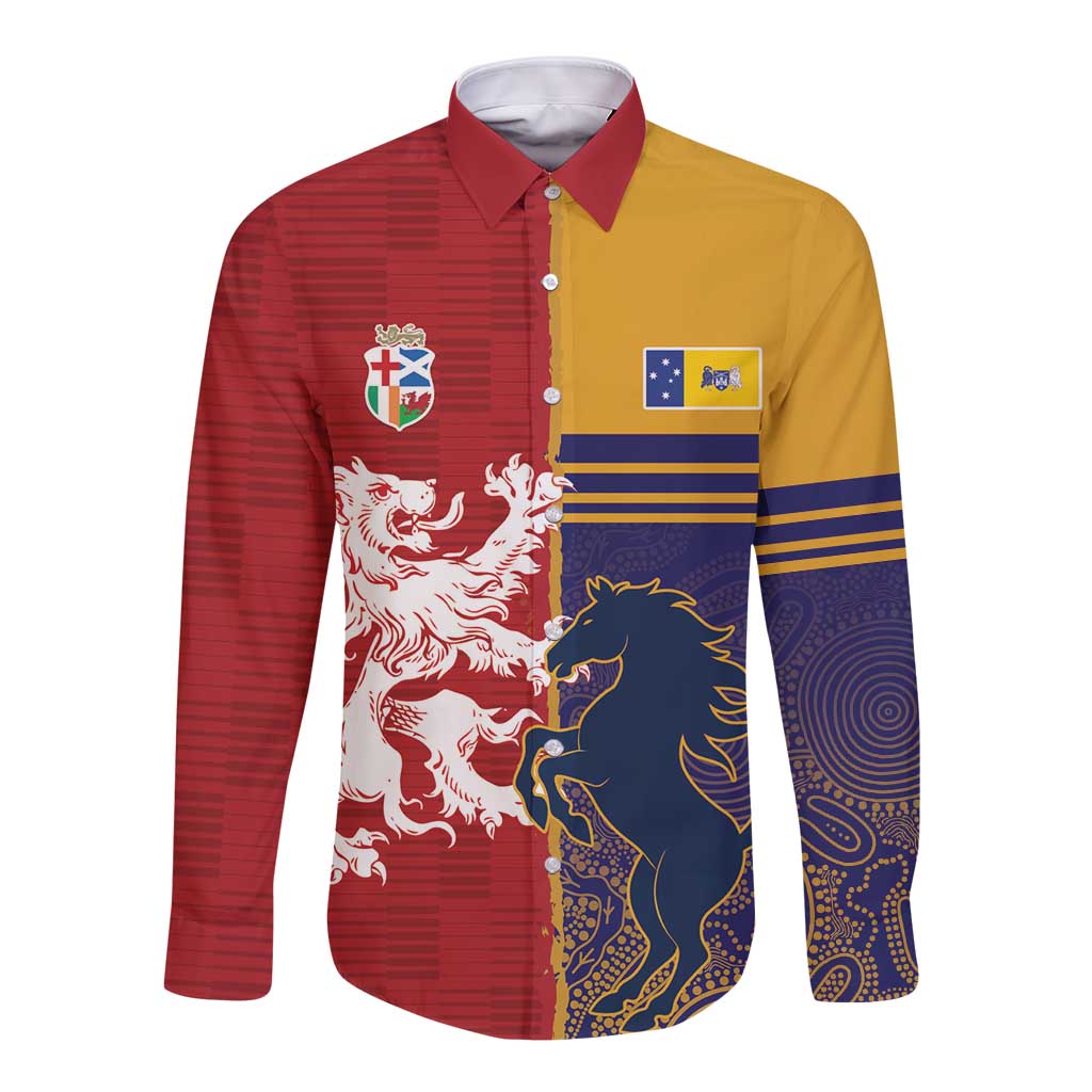 Custom British Lions Queensland Long Sleeve Button Shirt Unique Style - Wonder Print Shop