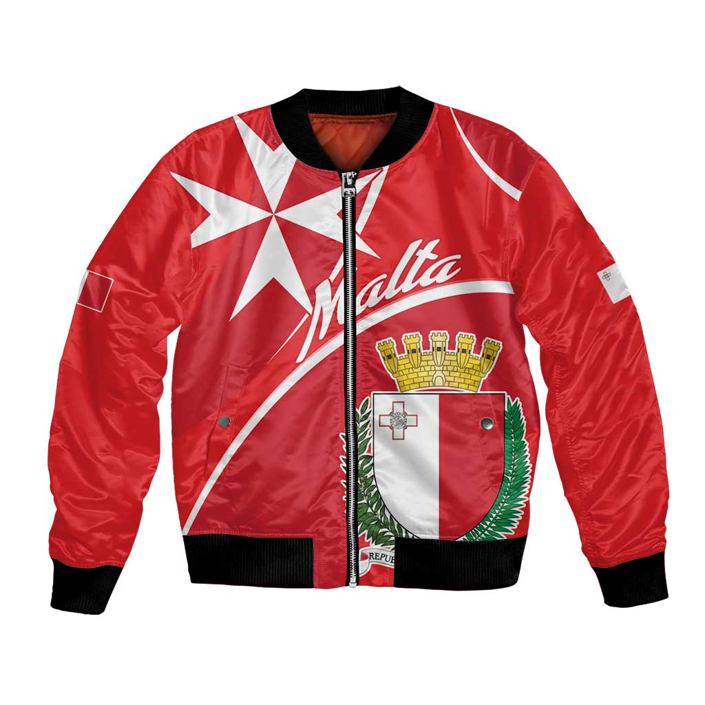 Personalized Malta Cross Coat Of Arms Bomber Jacket - Wonder Print Shop