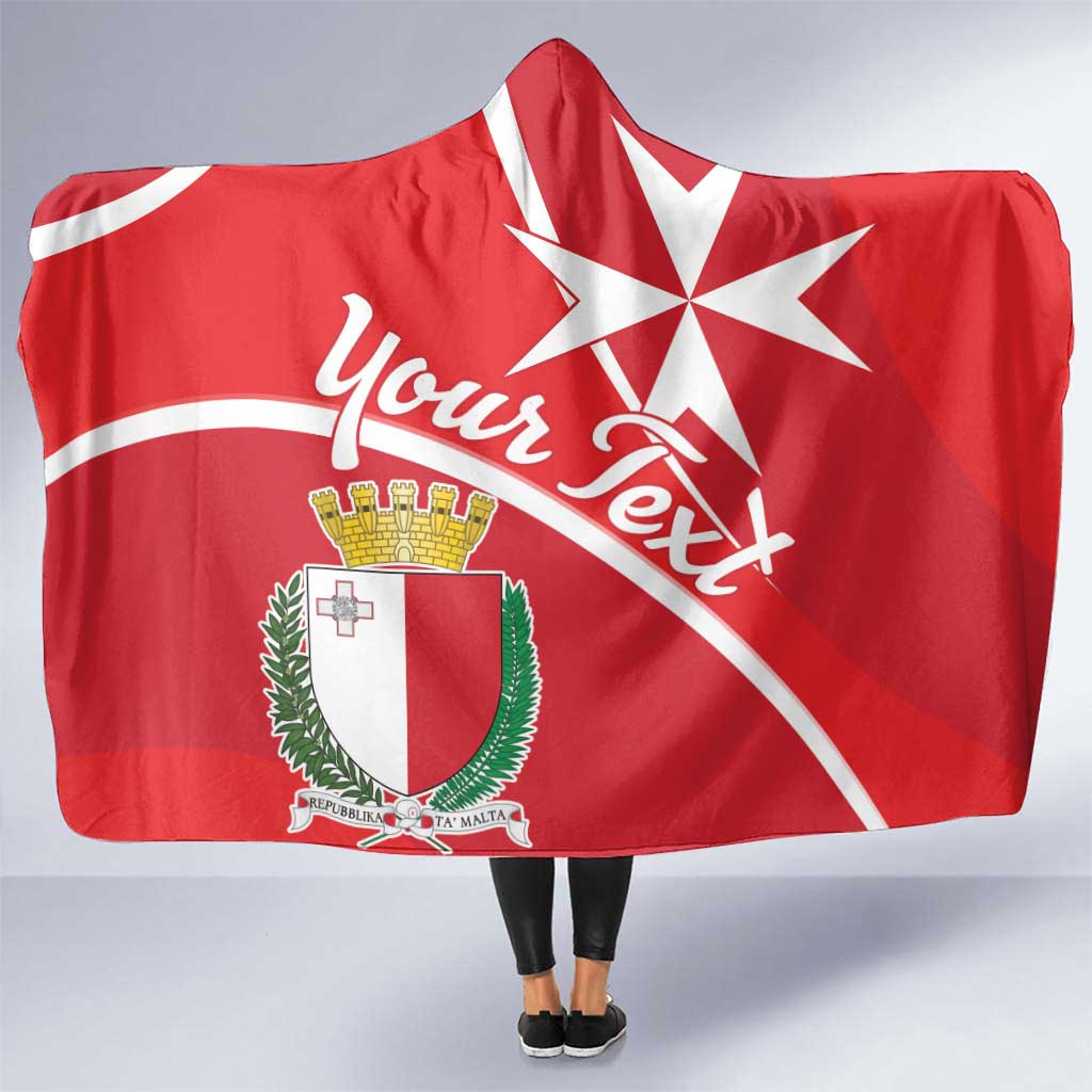 Personalized Malta Cross Coat Of Arms Hooded Blanket