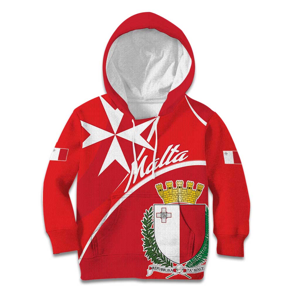 Personalized Malta Cross Coat Of Arms Kid Hoodie - Wonder Print Shop