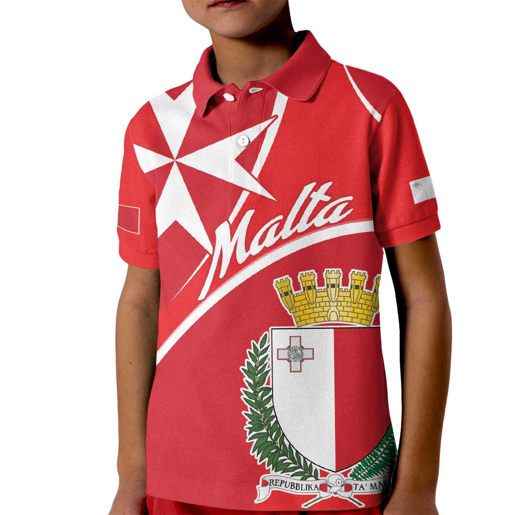 Personalized Malta Cross Coat Of Arms Kid Polo Shirt - Wonder Print Shop