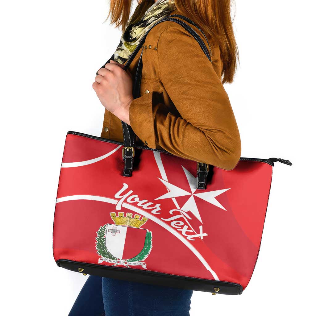 Personalized Malta Cross Coat Of Arms Leather Tote Bag