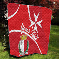 Red Malta cross quilt blanket featuring crest shield and white starburst cross