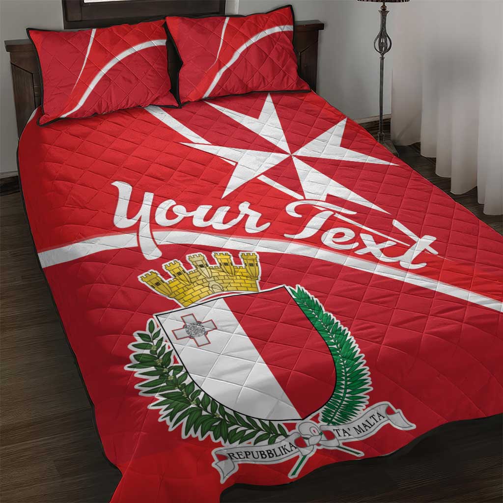 Personalized Malta Cross Coat Of Arms Quilt Bed Set - Wonder Print Shop