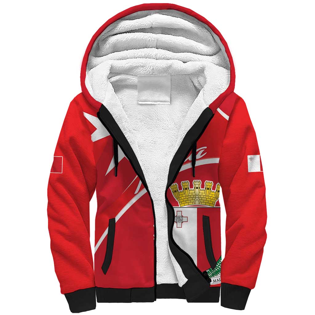 Personalized Malta Cross Coat Of Arms Sherpa Hoodie - Wonder Print Shop