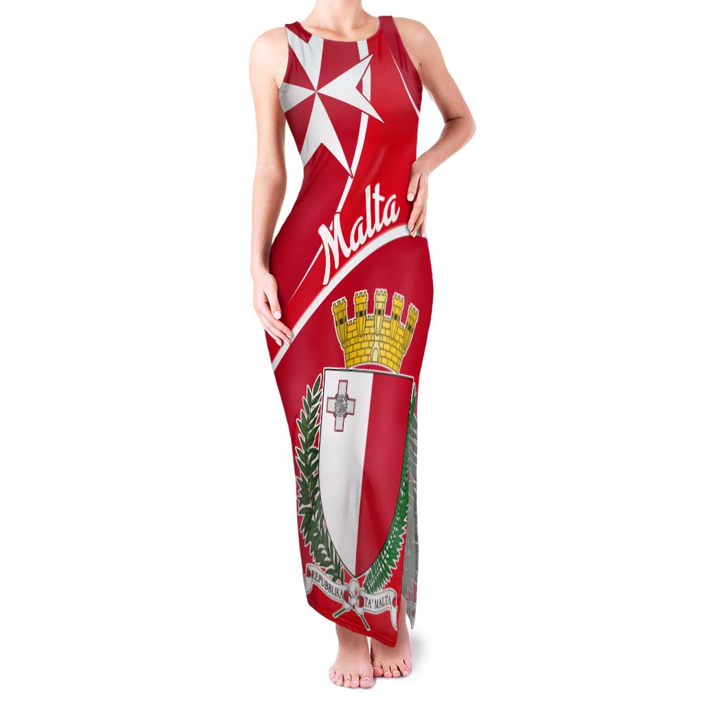 Personalized Malta Cross Coat Of Arms Tank Maxi Dress - Wonder Print Shop