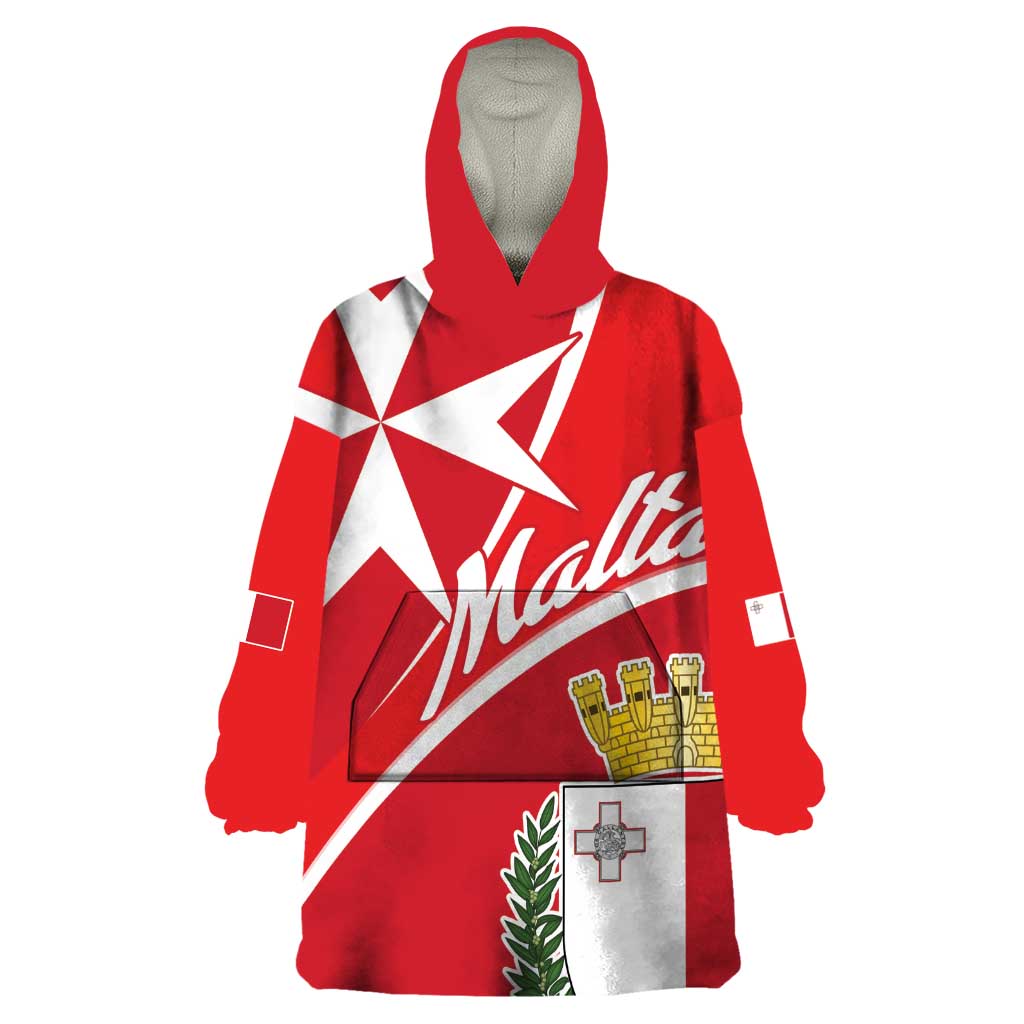 Personalized Malta Cross Coat Of Arms Wearable Blanket Hoodie - Wonder Print Shop