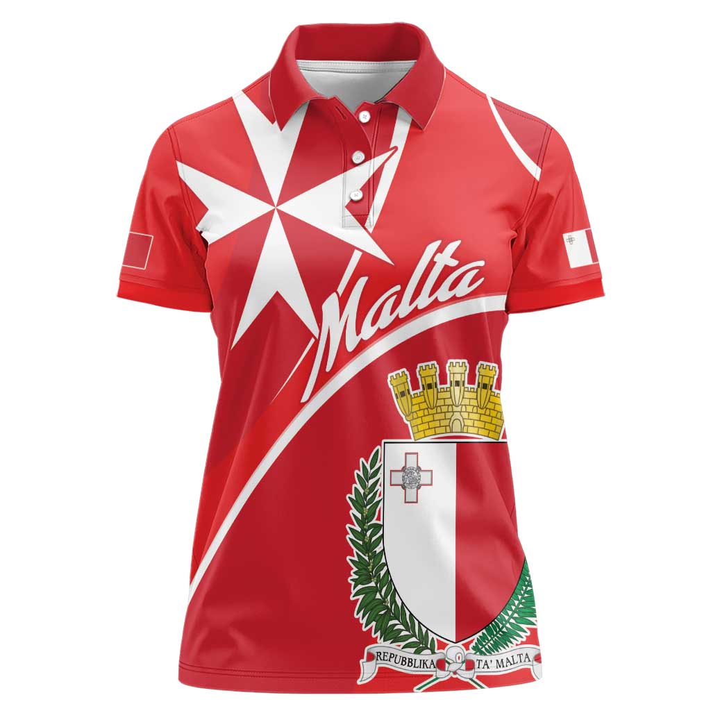 Personalized Malta Cross Coat Of Arms Women Polo Shirt - Wonder Print Shop