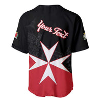 Black baseball jersey back with red "Your Text" and red-white star design