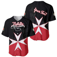 Black baseball jersey pair showing front with Valletta text and back with "Your Text"