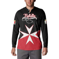 Black zip-collar sweatshirt with Valletta logo, red/white star and city map detailing.