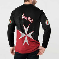 Black sweatshirt back with Your Text script and red/white star flag print.