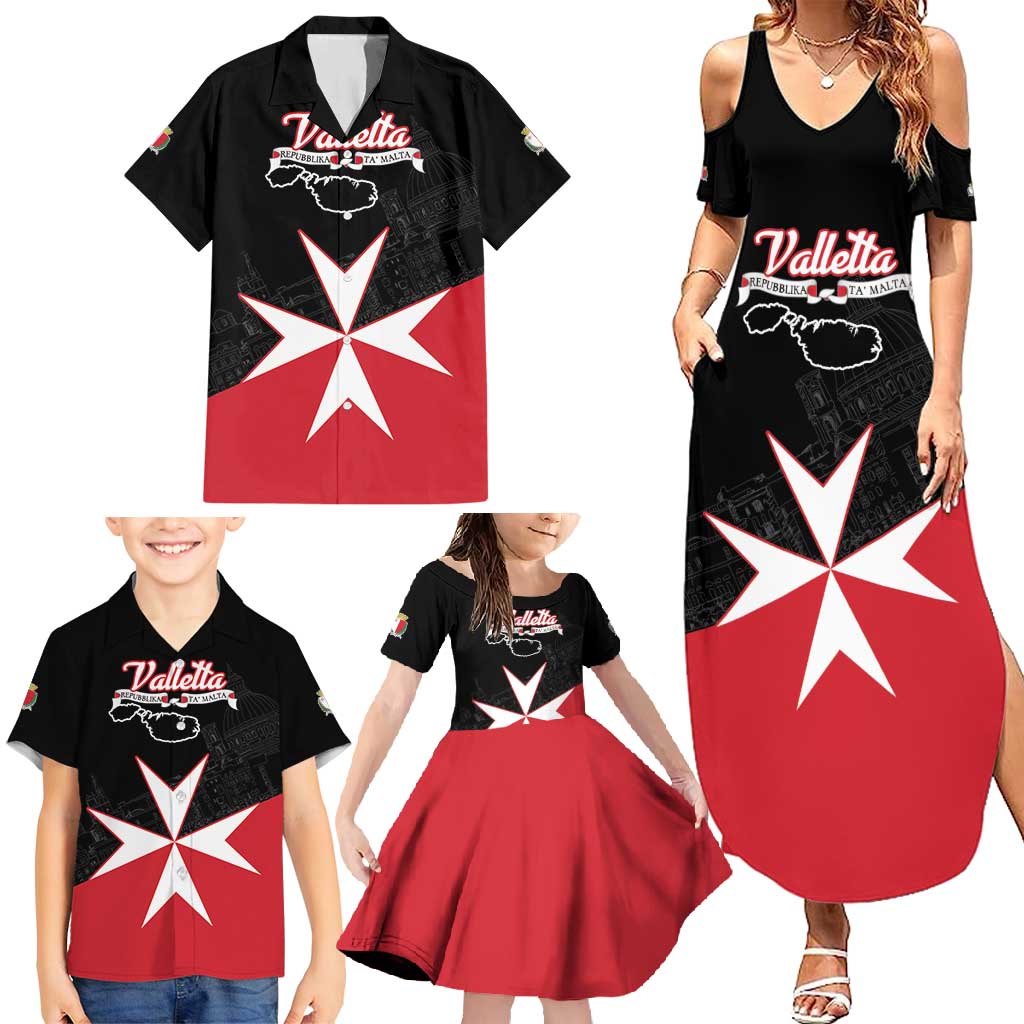 Personalized Malta Cross With Valletta Capital Family Matching Summer Maxi Dress and Hawaiian Shirt - Wonder Print Shop