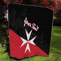 Personalized quilt blanket, black and red with large Malta cross and “Your Text”