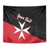 Personalized Malta cross wall hanging, black and red with large white cross and “Your Text”