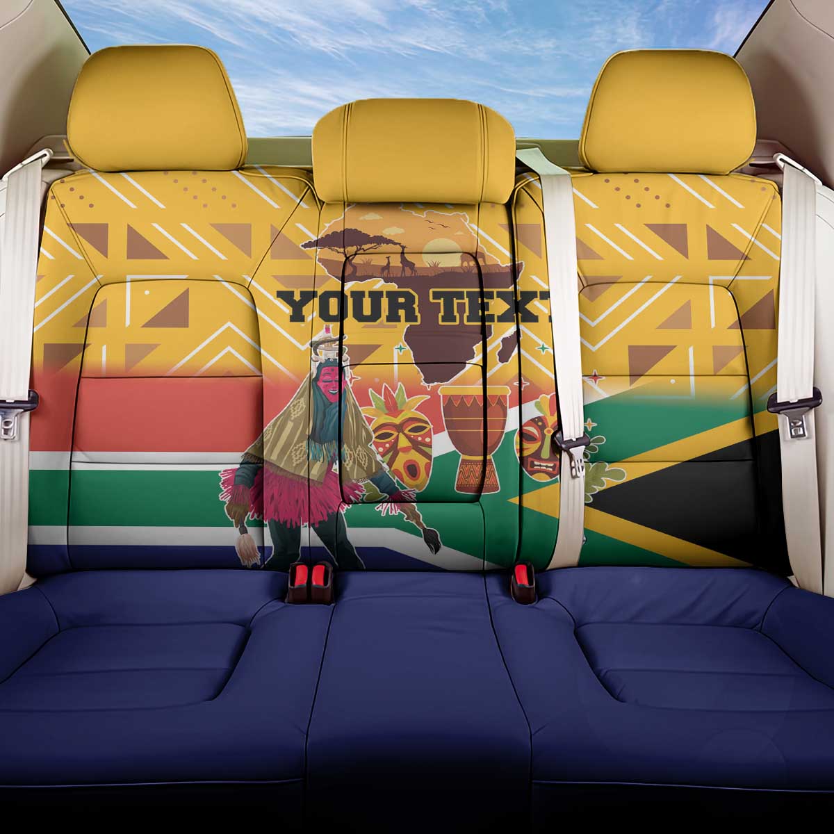 Personalized South Africa Heritage Day Back Car Seat Cover With Traditional Dancer - Wonder Print Shop