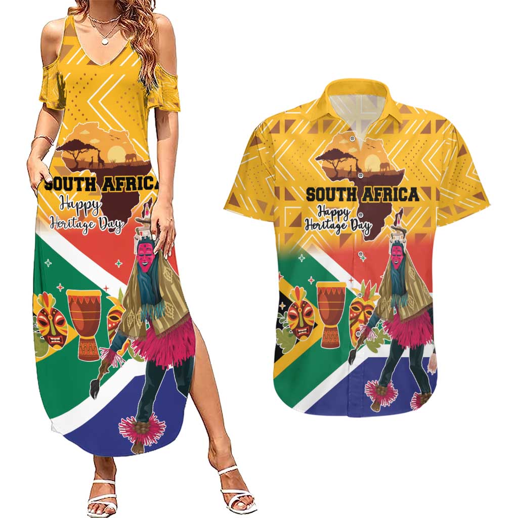 Personalized South Africa Heritage Day Couples Matching Summer Maxi Dress and Hawaiian Shirt With Traditional Dancer - Wonder Print Shop