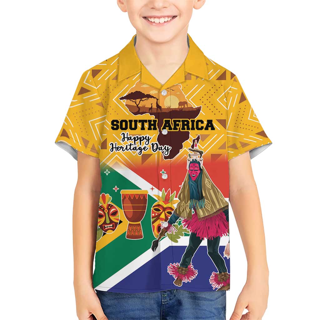 Personalized South Africa Heritage Day Kid Hawaiian Shirt With Traditional Dancer - Wonder Print Shop