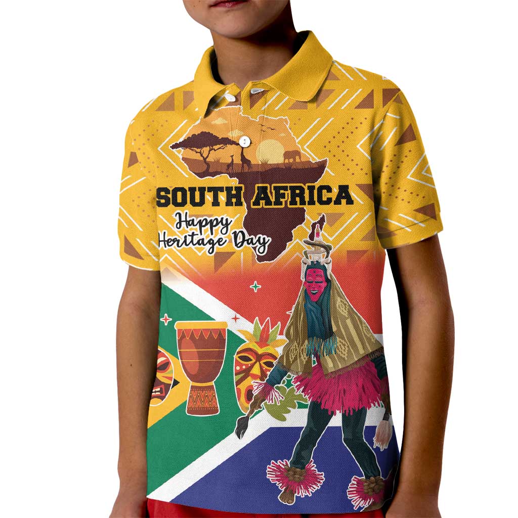 Personalized South Africa Heritage Day Kid Polo Shirt With Traditional Dancer - Wonder Print Shop