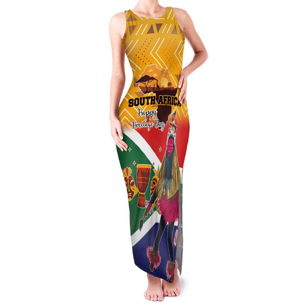 Personalized South Africa Heritage Day Tank Maxi Dress With Traditional Dancer - Wonder Print Shop