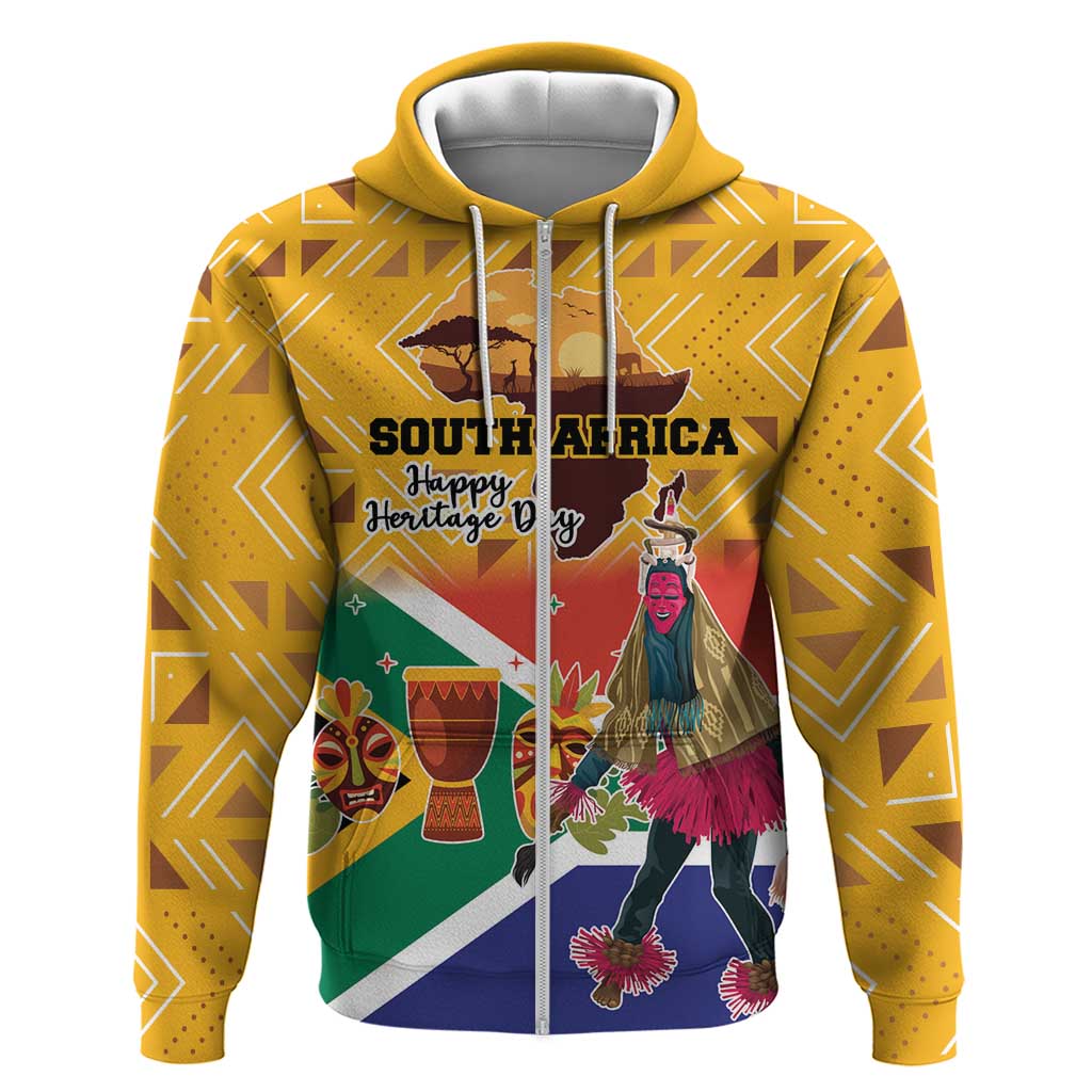 Personalized South Africa Heritage Day Zip Hoodie With Traditional Dancer - Wonder Print Shop