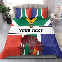 Personalized duvet cover and pillowcases in South Africa flag colors with “YOUR TEXT”
