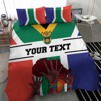 South Africa flag style duvet cover and pillowcases with hands graphic and “YOUR TEXT”