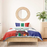 Personalized South Africa flag duvet with crest, hands graphic, and “YOUR TEXT”