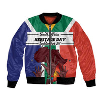 Unisex bomber jacket with flag-style print, full zip, ribbed cuffs and hem