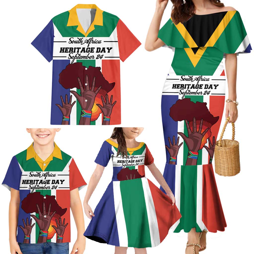 Personalized South Africa Heritage Day Family Matching Mermaid Dress and Hawaiian Shirt Flag Style - Wonder Print Shop