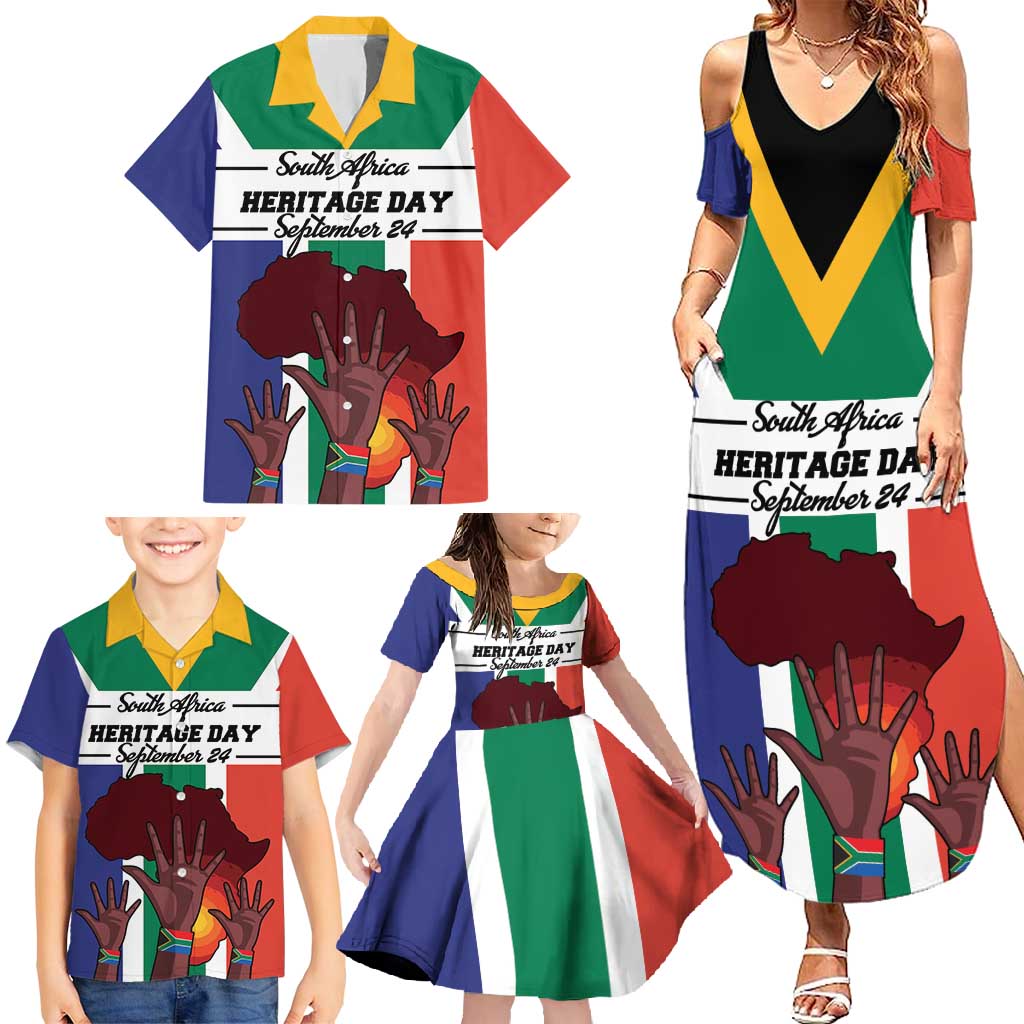 Personalized South Africa Heritage Day Family Matching Summer Maxi Dress and Hawaiian Shirt Flag Style - Wonder Print Shop